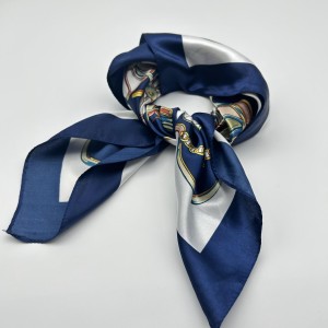 Navy blue vintage silk scarf